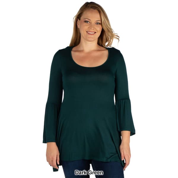 Plus Size 24/7 Comfort Apparel Flared Long Bell Sleeve Tunic