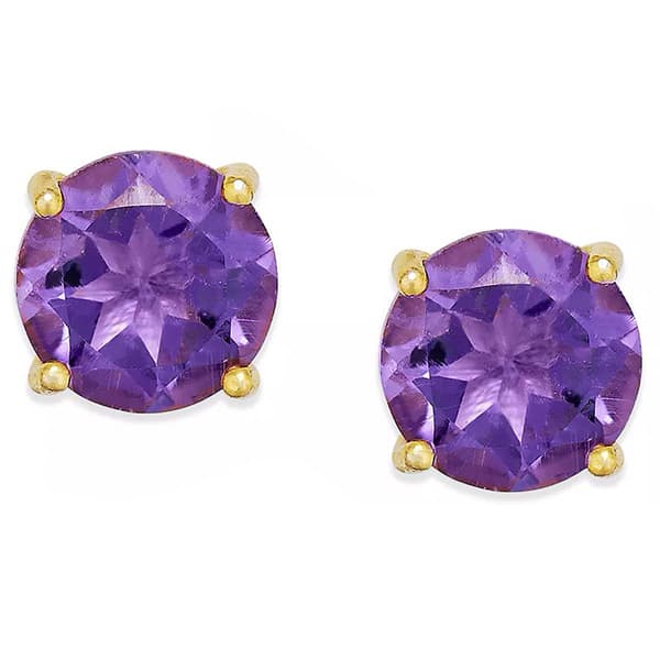 Gianni Argento 6mm Round Amethyst Stud Earrings - image 