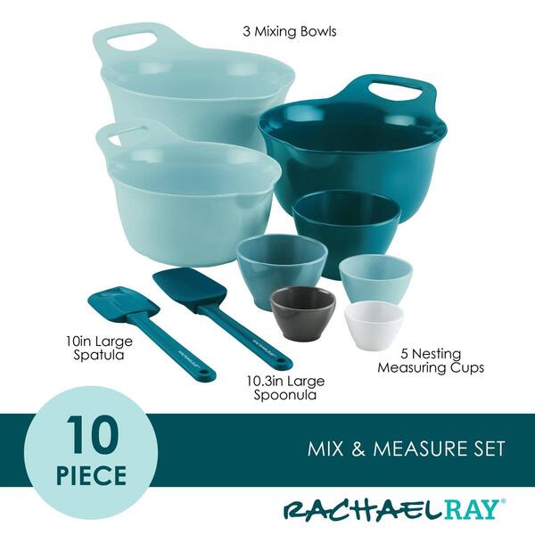 Rachael Ray 10pc. Mix & Measure Mixing Bowl Set - Light Blue/Teal