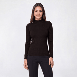 Womens NY & Co. Long Sleeve Button Shoulder Sweater