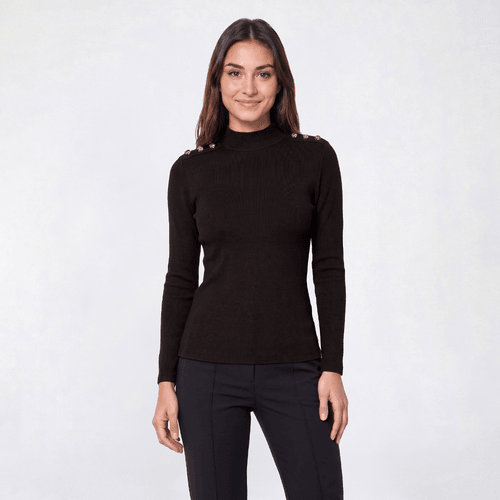Womens NY & Co. Long Sleeve Button Shoulder Sweater - image 