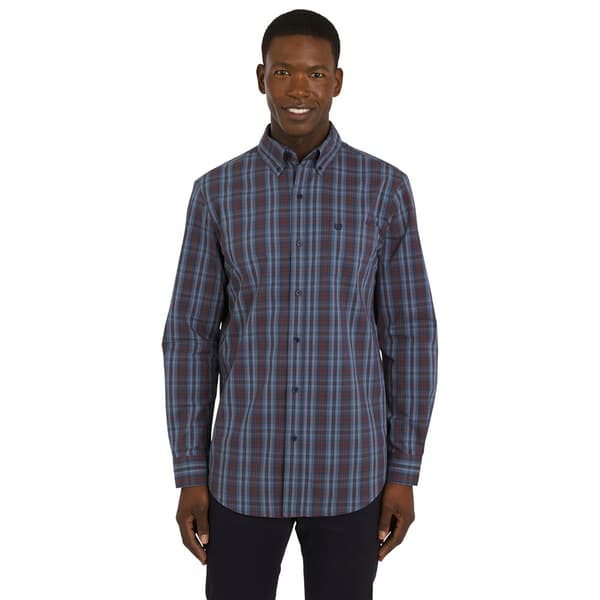 Mens Chaps Long Sleeve Plaid Button Down Shirt - Midnight Navy