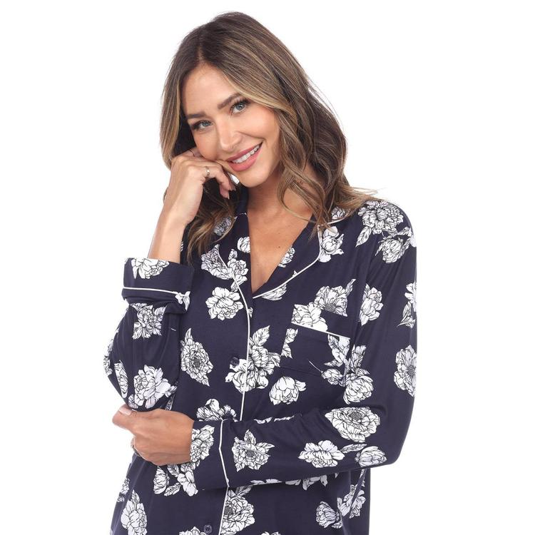 Womens White Mark 2pc. Long Sleeve Dotted Floral Pajama Set