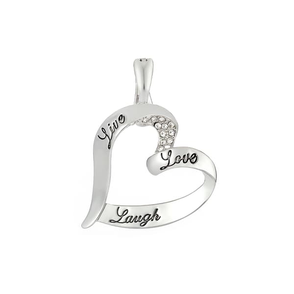 Wearable Art Silver-Tone Live Love Laugh Heart Enhancer Pendant - image 