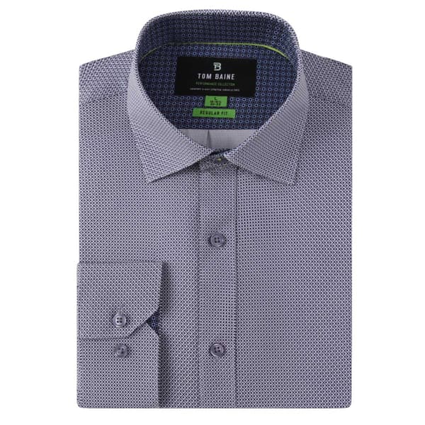 Mens Tom Baine Regular Fit Diamond Dress Shirt - Dark Blue