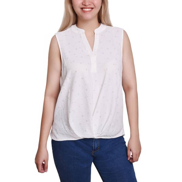 Womens NY Collection Sleeveless Airflow Dot Blouse with Foil - image 