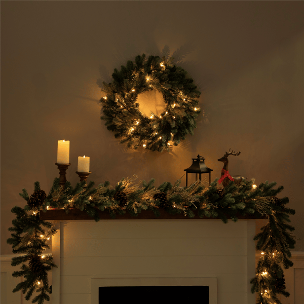Northlight Pre-Lit Blue Spruce Artificial Christmas Wreath
