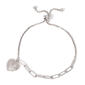 Accents Silver Plated Diamond Accent Open Heart Charm Bracelet - image 1
