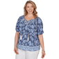 Plus Size Ruby Rd. French Riviera Clip Dot Tie Neck Blouse - image 3
