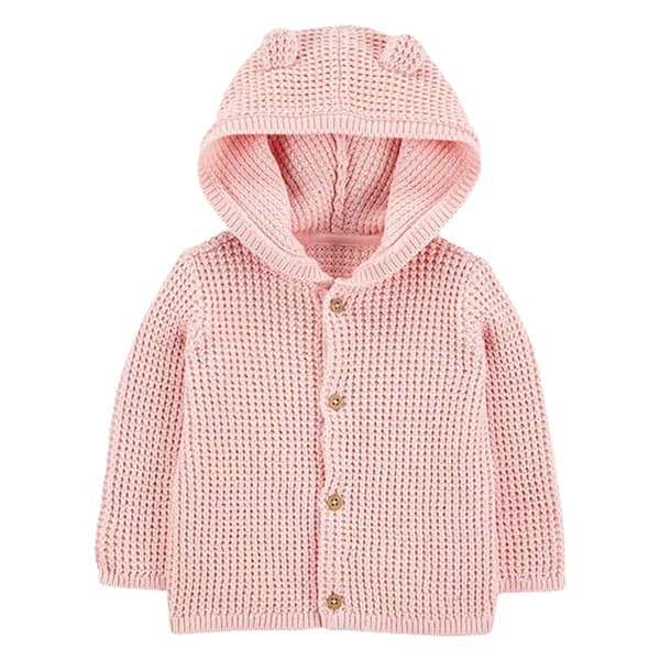 Baby Girl (NB-12M) Carters(R) Solid Knit Cardigan with Ear Hood - image 
