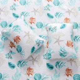 FreshFolds 3pc. Coastal Shell Themed Bedspread Quilt Set
