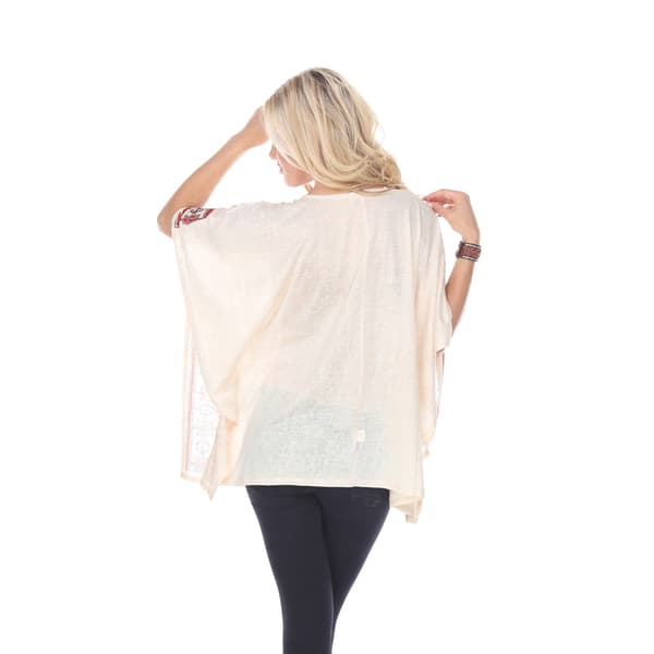 Womens White Mark Bird Print Poncho