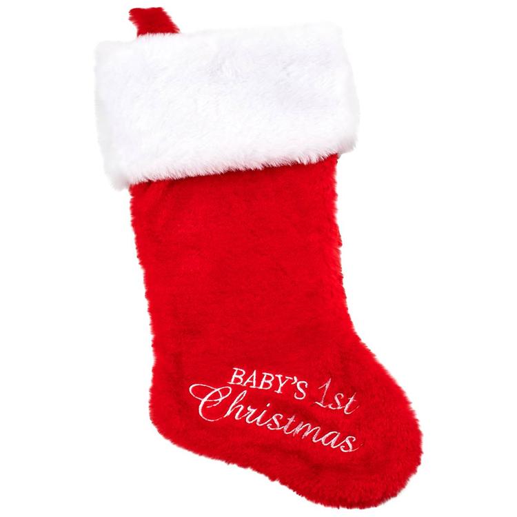 My 1st Christmas Embroidered Plush Stocking