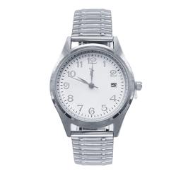 Mens 36mm Silver-Tone Silver Stretch Bracelet Watch - MWLTBV-13
