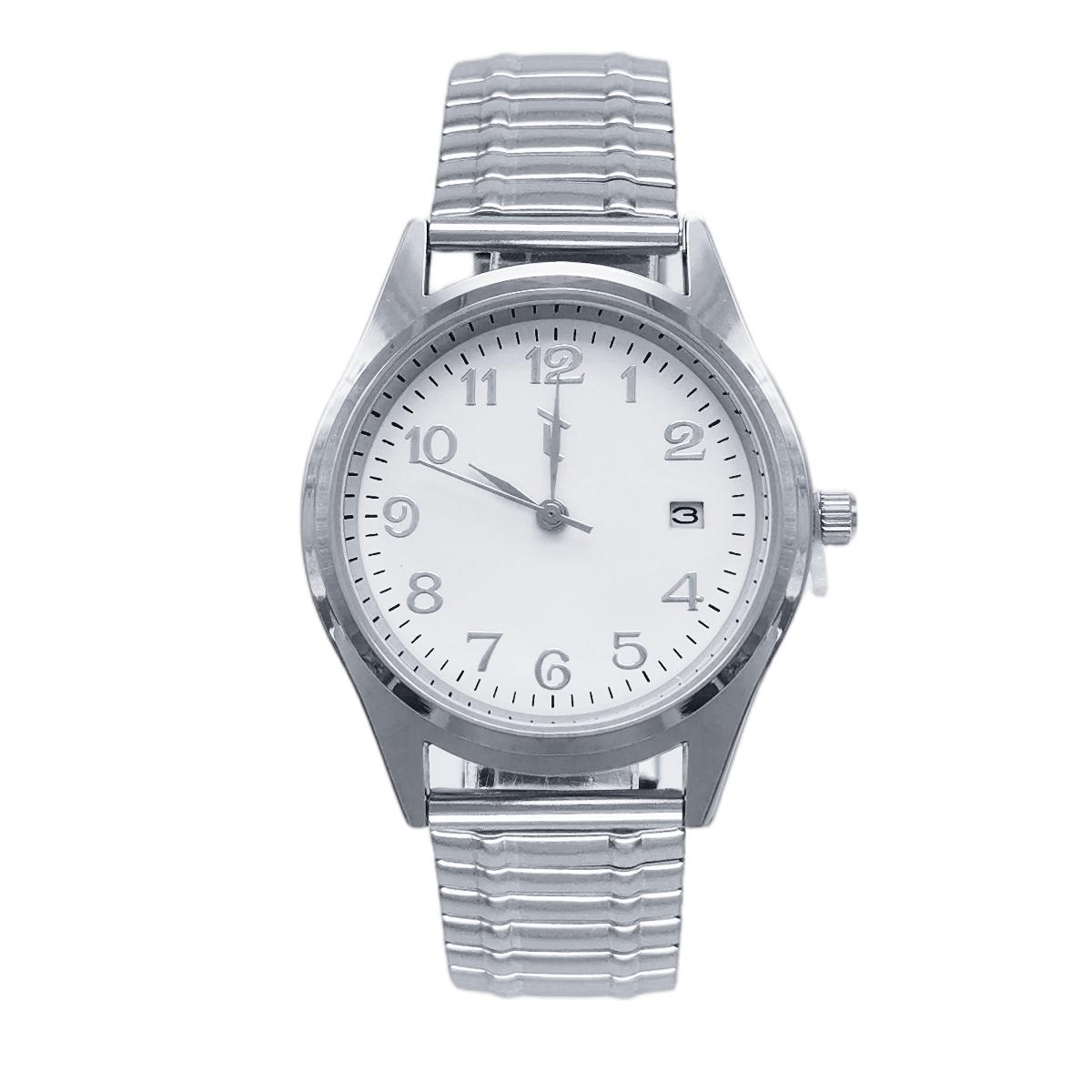 Mens 36mm Silver-Tone Silver Stretch Bracelet Watch - MWLTBV-13