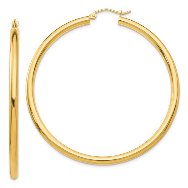 Gold Classics&#40;tm&#41; 14kt. Gold 55mm Tube Hoop Earrings - image 