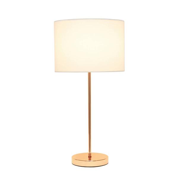 Simple Designs Stick Lamp w/White Fabric Drum Shade - image 