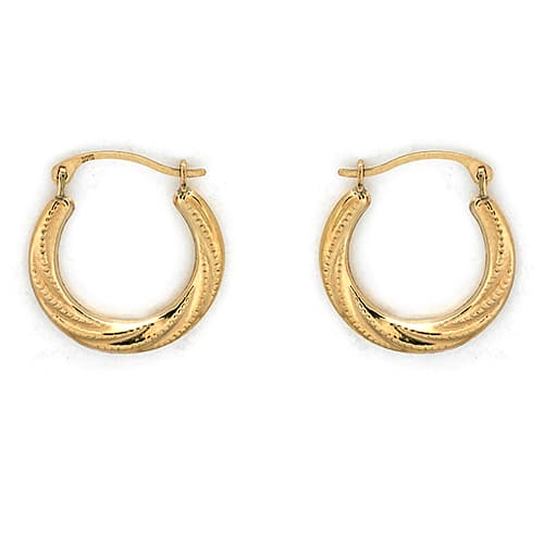 10kt. Yellow Gold Round Swirl Hoop Earrings - image 