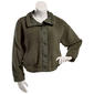 Juniors Pink Rose Sherpa Snap Front Mock Neck Jacket- Olive - image 2
