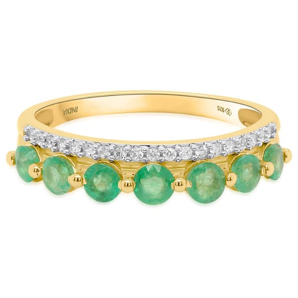 Gemstone Classics™ Round Emerald with White Zircon 7-Stone Ring