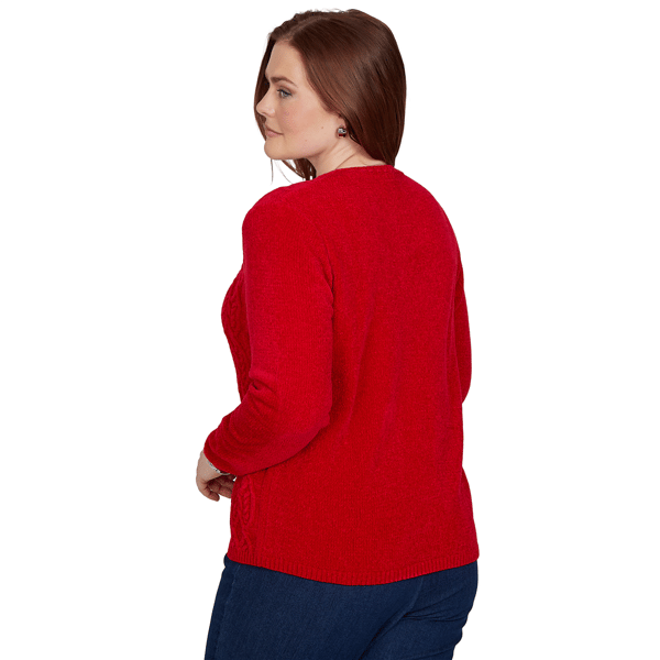 Womens Alfred Dunner Classics Cable Knit Chenille Sweater