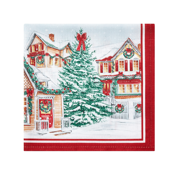 Threadmade Storybook Christmas Village Holiday Napkins - Set of 4