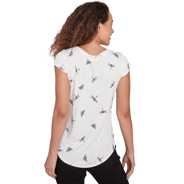 Womens Emaline Key Items Cap Sleeve Dragonfly Tee
