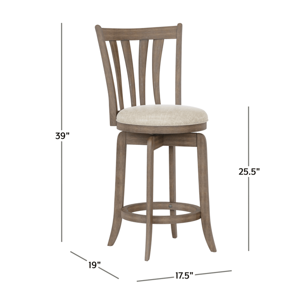HH2 Home Savana Grey Wood Counter Height Swivel Stool