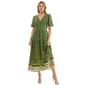 Womens Figueroa & Flower Short Sleeve Border Print V Neck Midi D - image 1