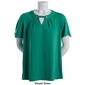 Petite Notations Short Sleeve Keyhole Basic Knit Calypso Blouse - image 3