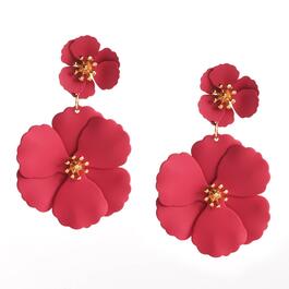 Ashley Cooper&#40;tm&#41; Fuchsia Sprayed Metal Flower Earrings