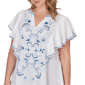 Plus Size Ruby Rd. French Riviera Ruffle Sleeve Embroidery Blouse - image 5