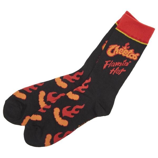Mens Crazy Socks Flamin'' Hot Cheetos Crew Socks - image 