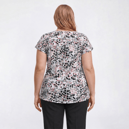 Plus Size Emily Daniels Short Sleeve Dot Button Shoulder Blouse