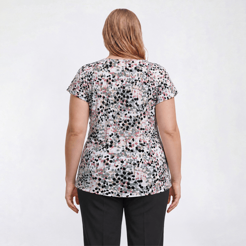 Plus Size Emily Daniels Short Sleeve Dot Button Shoulder Blouse