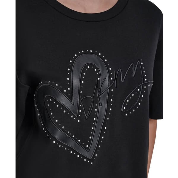 Womens DKNY Short Sleeve Heart with Script Logo Tee