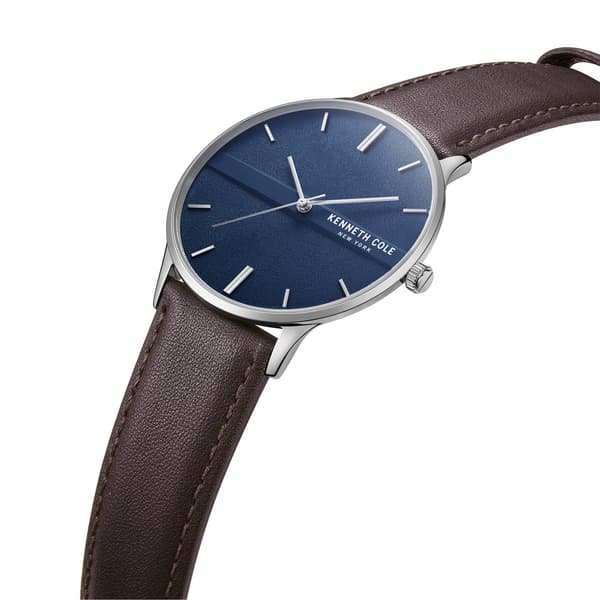 Mens Kenneth Cole® New York Tan Band/Blue Dial Watch-KCWGA2234302