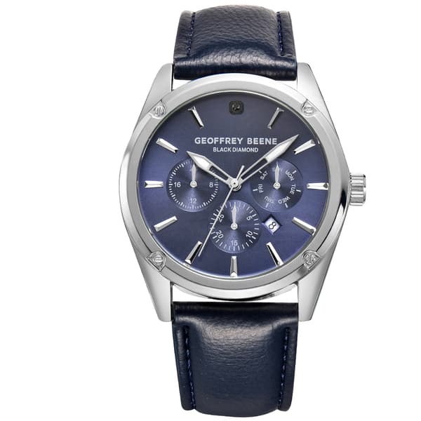 Mens Geoffrey Beene(R) Silver-Tone Black Diamond Watch - GBC0019SL - image 