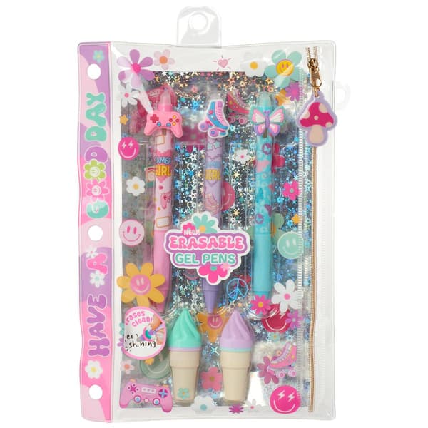 Girls Hot Focus(R) 7pc. Erasable Click Gel Pen Binder Pouch Set - image 