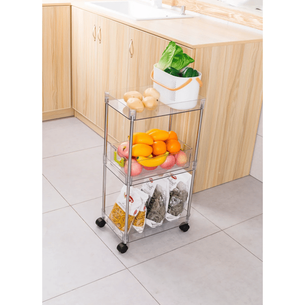 J&V Textiles Chrome Clear Acrylic 3 Tier Cart