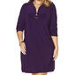 Plus Size MSK 3/4 Sleeve Half Zip Swing A-Line Dress - image 3