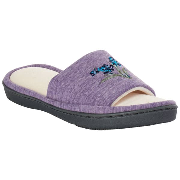 Womens Isotoner Floral Embroidered Slide Slippers