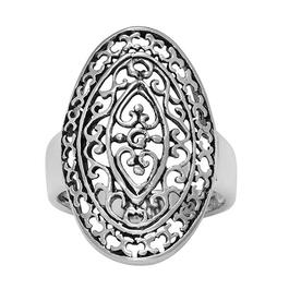 Marsala Silver Plated Filigree Lace Look Ring