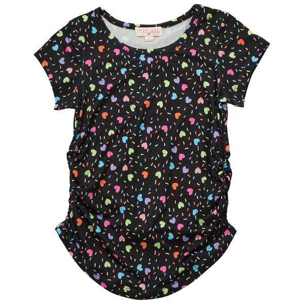 Girls &#40;7-16&#41; Poof Girl Hearts Ruched Side Tee - image 