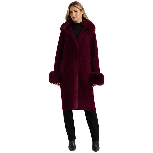 Womens NVLT Removable Faux Fur Collar & Cuffs Longline Coatigan