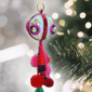 Northlight Blue & Red Ball with Pompoms Christmas Ornament - image 3
