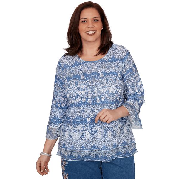 Plus Size Alfred Dunner Camden Market Embroidered Lace Blouse - image 