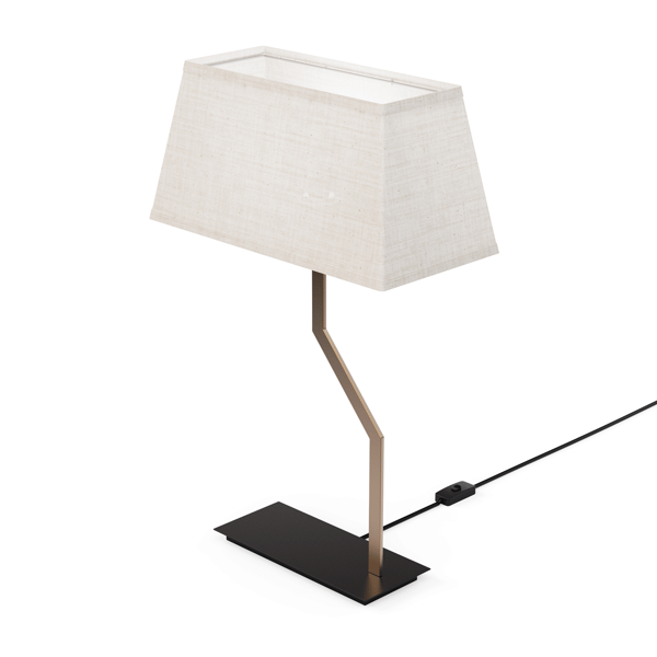 Infibrite 25 in. Angled Brass Table Lamp with Textured Shade