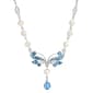 1928 Silver Tone Aqua & Mother Of Pearl Necklace - image 1