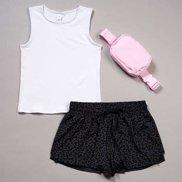 Girls (7-14) Yogalicious(R) 3pc. Tank w/ Flutter Shorts & Fannypack - image 